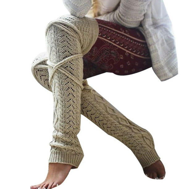 Fashion Women Ladies Winter Crochet Knitted Boot Cover Leg Warm Legging Sock S 